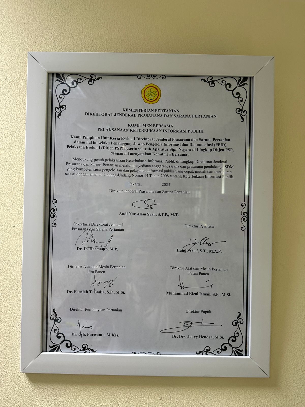 Penandatanganan Komitmen PPID Ditjen PSP Tahun 2025