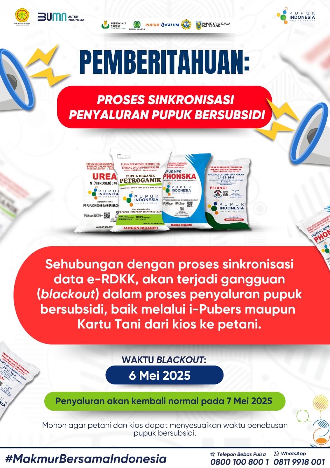 Pemberitahuan : Proses Sinkronisasi Penyaluran Pupuk Bersubsidi tgl 6 Mei